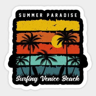 Sunset Vintage Beach Wave Vacation Summer Surfing Paradise Sticker